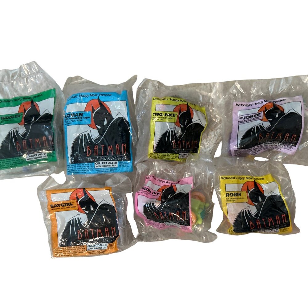 RARE 1993 Batman The Animated Series McDonald's Happy Meal Toys Lot 8 Pieces